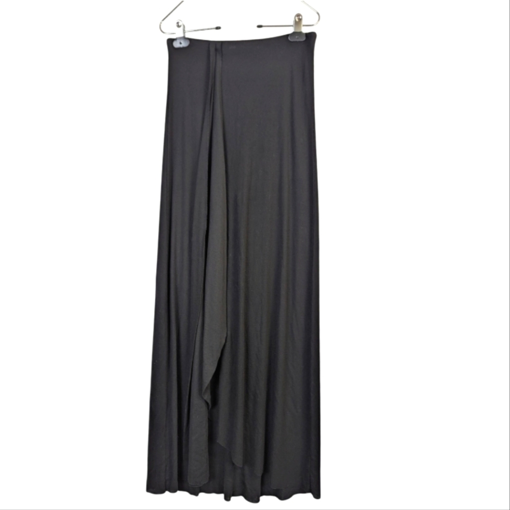 BCBG Maxazria Logan Maxi Skirt Womens XXS Black Slit Flowy Pull On Stretch NWT
